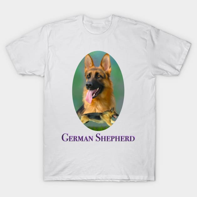 German Shepherd Breed Art With NamePlate T-Shirt by BHDigitalArt